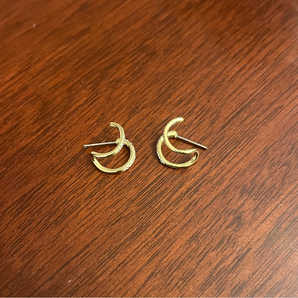 Madewell Demi-Fine Pavé Double Hoop Earrings - Picture 3 of 4